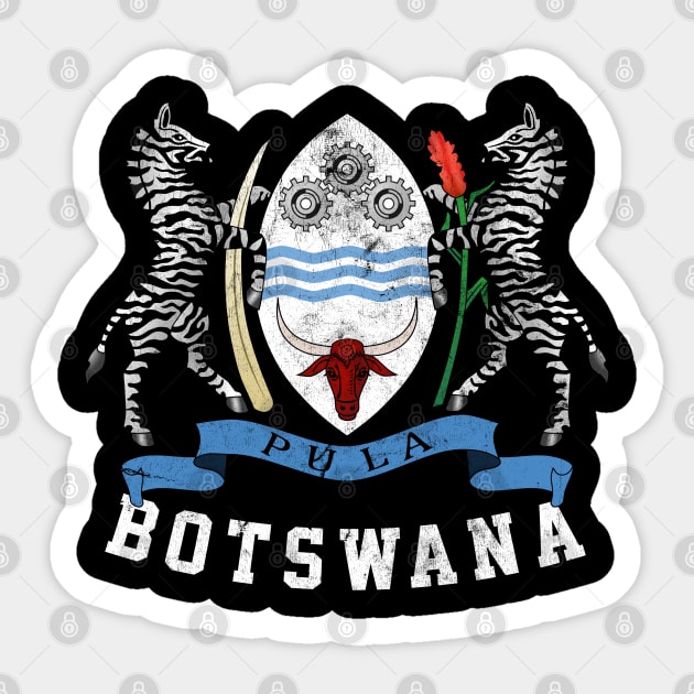 Botswana // Vintage Look Flag Design Sticker by DankFutura